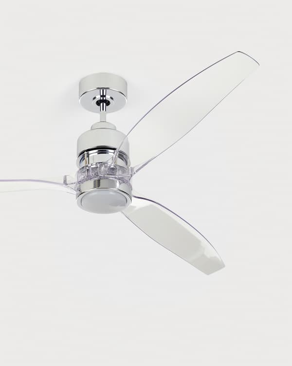 Satin Brass Ceiling Fan with Acrylic Blades Neiman Marcus