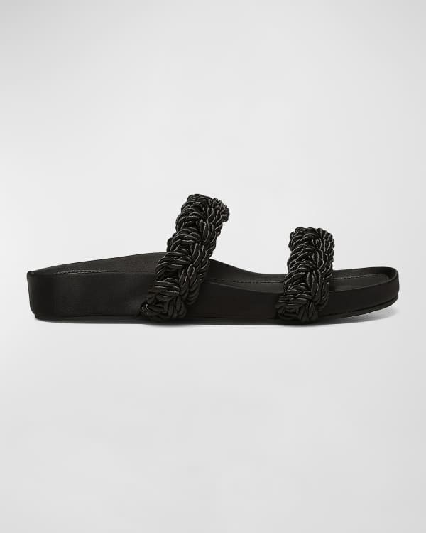 Tory Burch Bicolor Knotted Flat Slide Sandals | Neiman Marcus