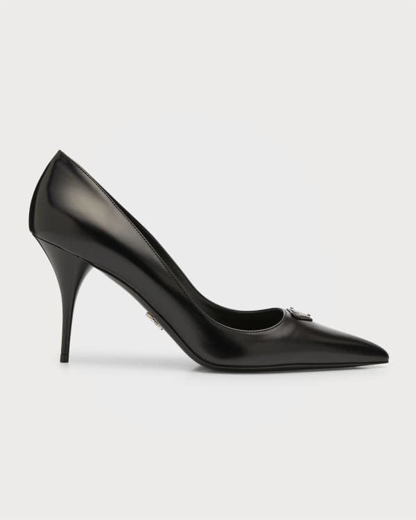 Prada Leather Pointed Toe 85mm Pump Nude Cipria Neiman Marcus