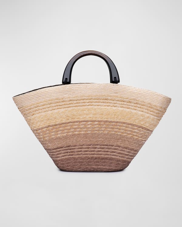 Ella Striped Straw Basket Tote: Women's Designer Tote Bags