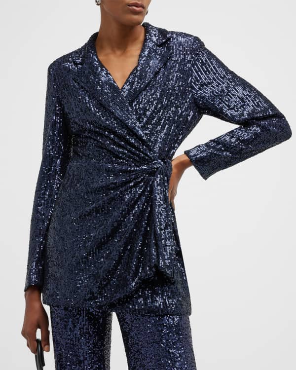Badgley Mischka Collection SingleButton Sequin Velvet Jacket Neiman