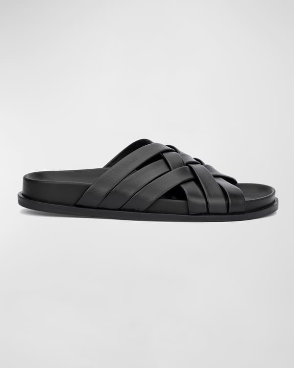 Louis Vuitton Monogram Crossover Cross Strap Slides In Black