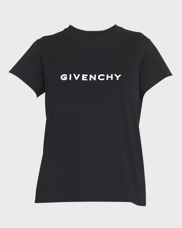 Givenchy Rainbow Logo Embroidered Crop T-Shirt