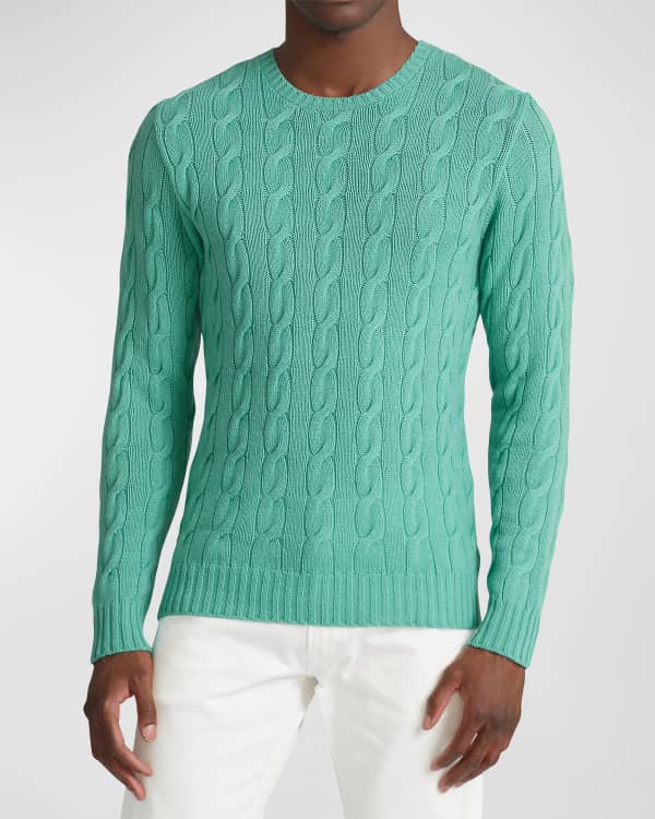 Neiman Marcus Men's Shaker Knit Organic Cotton Crewneck Sweater