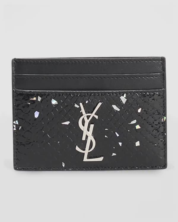 SAINT LAURENT PARIS fragments zipped card case in grain de poudre