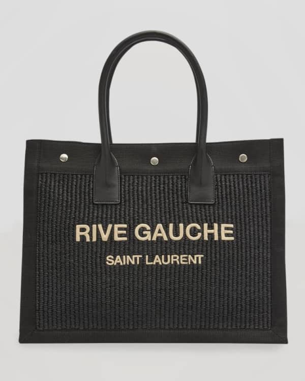 Saint Laurent Rive Gauche Raffia Tote Bag | Neiman Marcus