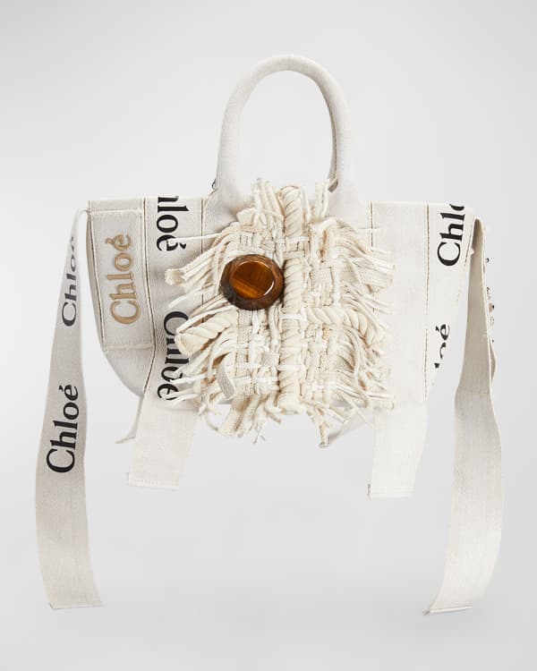 Chloe Woody Small Canvas Tote Crossbody Bag Neiman Marcus
