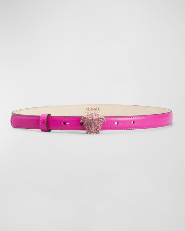 Versace Virtus Crystal Leather Belt - Pink