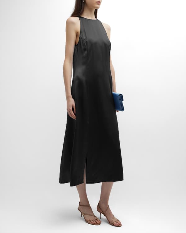 And The Why Faux Suede Cut Edge Slit Cami Midi Dress