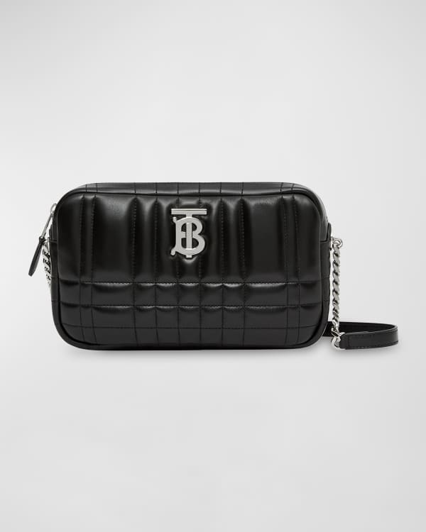 Burberry Hampshire Check/Leather Wallet On A Chain, Black