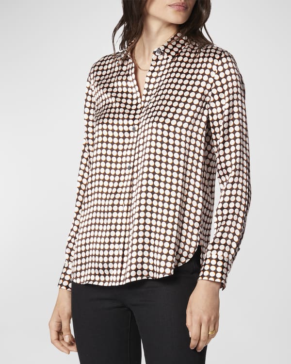 Louis Vuitton Silk Square Polka Dot Geometric Blouse Top Shirt