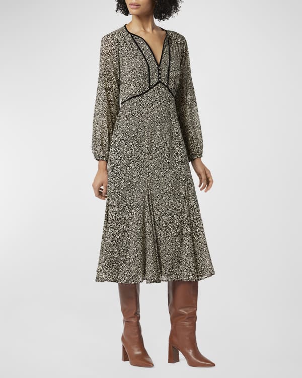 Joie Roz Striped Long Sleeve Ruffle Dress Neiman Marcus