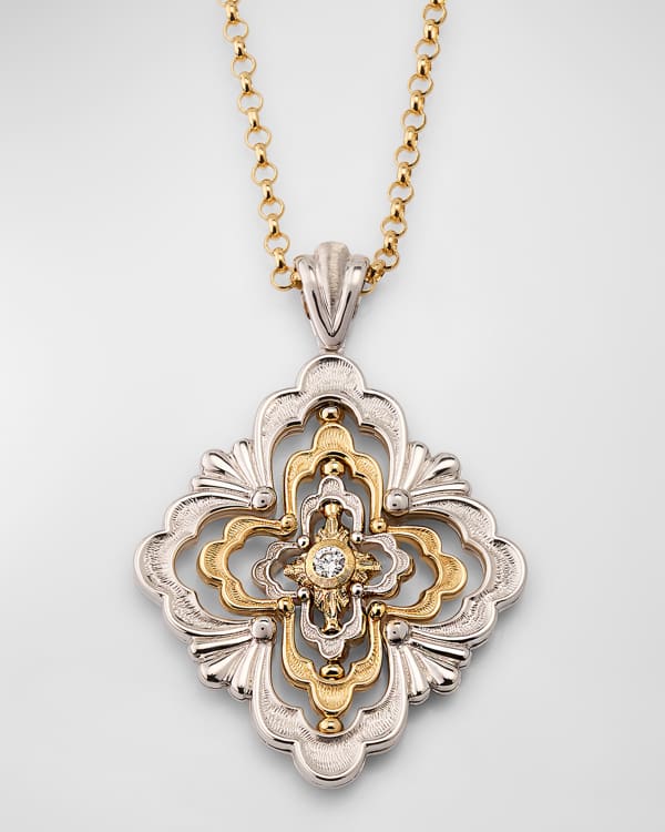 Buccellati Opera Tulle Pendant Necklace in Big Motif Blue and 18K Yellow Gold Neiman Marcus