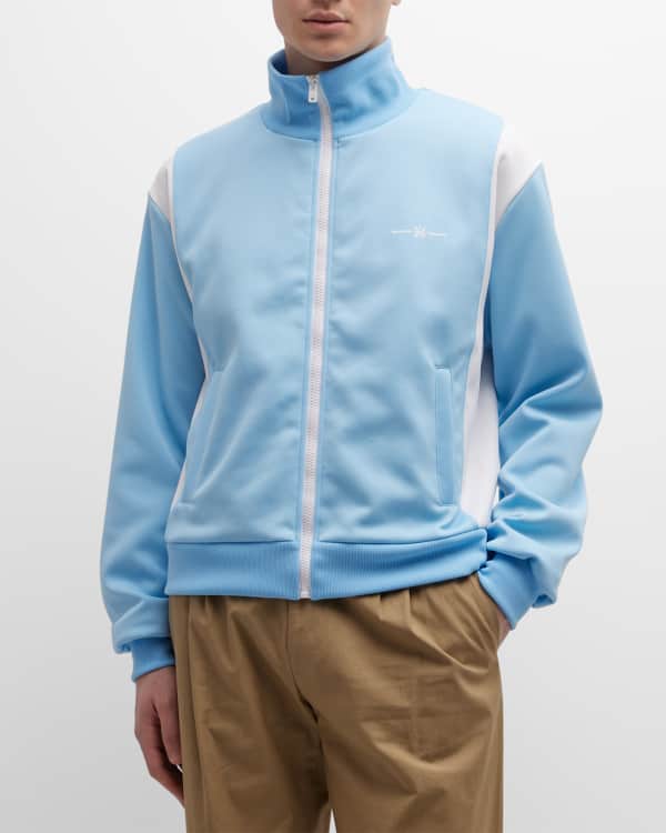 Versace Monogram Zip-up Cotton Track Jacket in Blue for Men