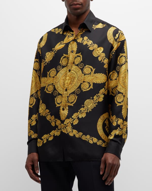 Versace Men's 70s Logo Silk Sport Shirt | Neiman Marcus