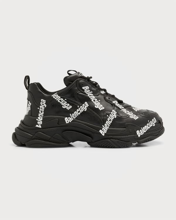 Balenciaga Men's All Over Logo Speed Sneakers | Neiman Marcus