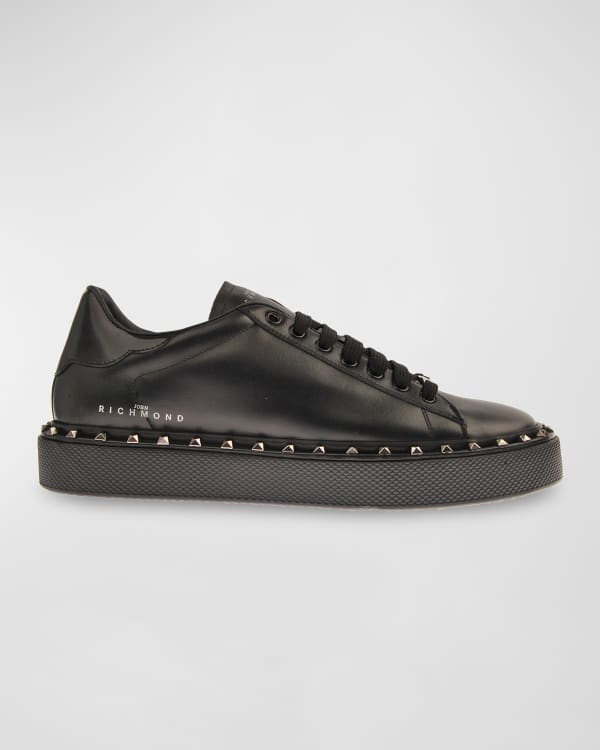 Versace Men's Greca Metallic Leather Low-Top Sneakers | Neiman Marcus
