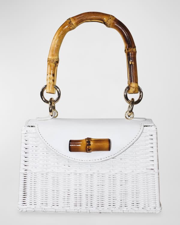 Serpui Brooke Colorblock Wicker Top Handle Bag | Neiman Marcus