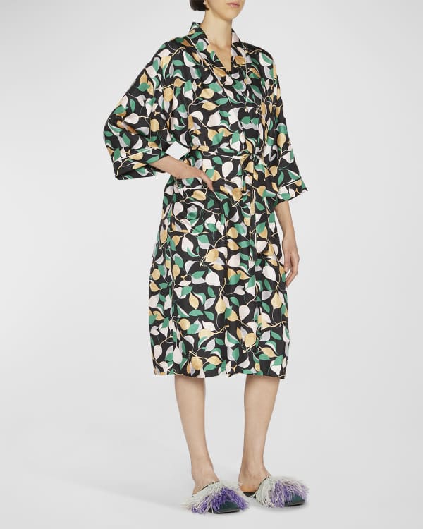 Dolce&Gabbana Foulard-Print Belted Silk Twill Long Robe | Neiman Marcus