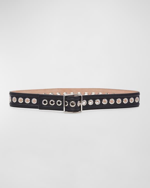 Leather Collar With Medusa Studs - Small Versace