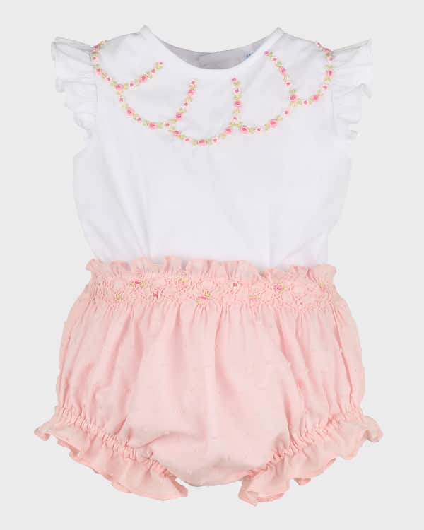 Luli & Me Baby Boys Classic Tabs Bubble with Collar - Ivory main image 1