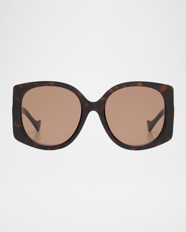 Gucci Metal & Acetate Cat-Eye Sylvie Web Sunglasses, Black  display picture 2