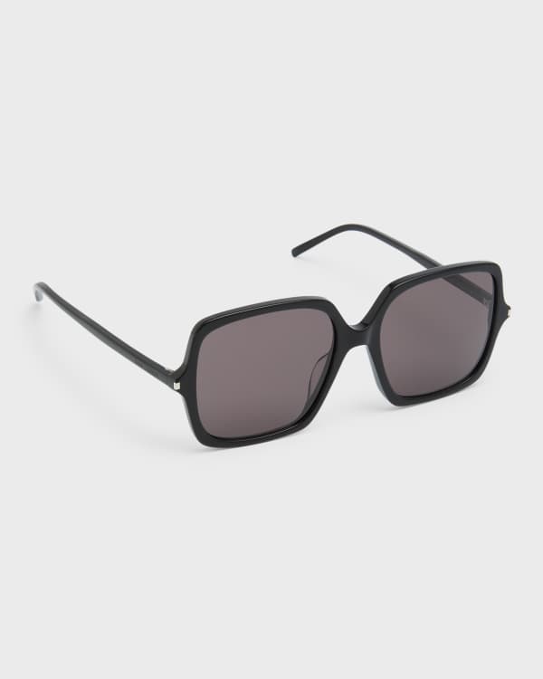 Saint Laurent Tonal Logo Acetate Round Sunglasses | Neiman