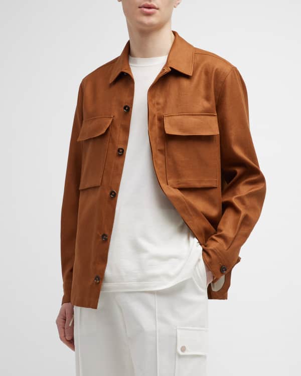 ZEGNA Men's Suede-Leather Overshirt | Neiman Marcus