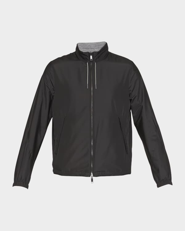 Ferragamo Men's Sheer Nylon Hooded Blouson Jacket | Neiman Marcus