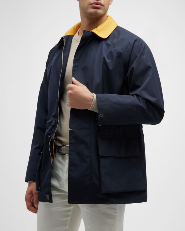 Brunello Cucinelli Men's Full-Zip Nylon Hooded Jacket | Neiman Marcus