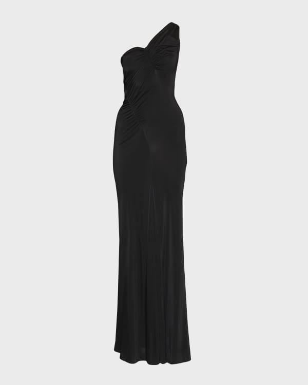 Curvy V-Neck Gown with Ruching