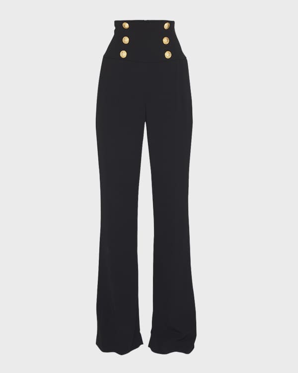 Scuba Crepe High-Waisted Wide-Leg Trouser, Cleo