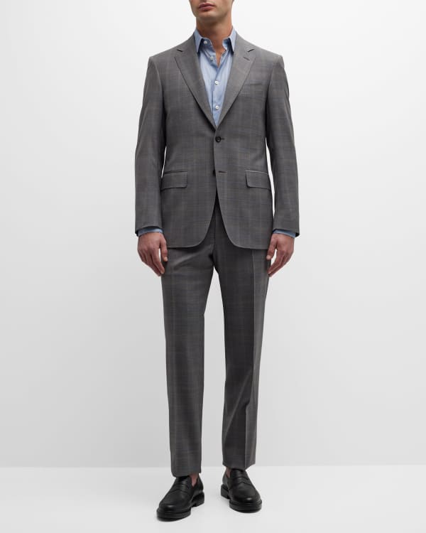 Canali Men's Plaid Super 170s Luxury Suit | Neiman Marcus