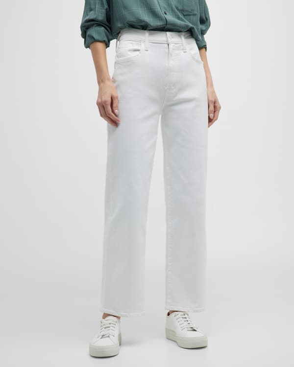 MOTHER The Dazzler Ankle Fray Cropped Straight Jeans | Neiman Marcus