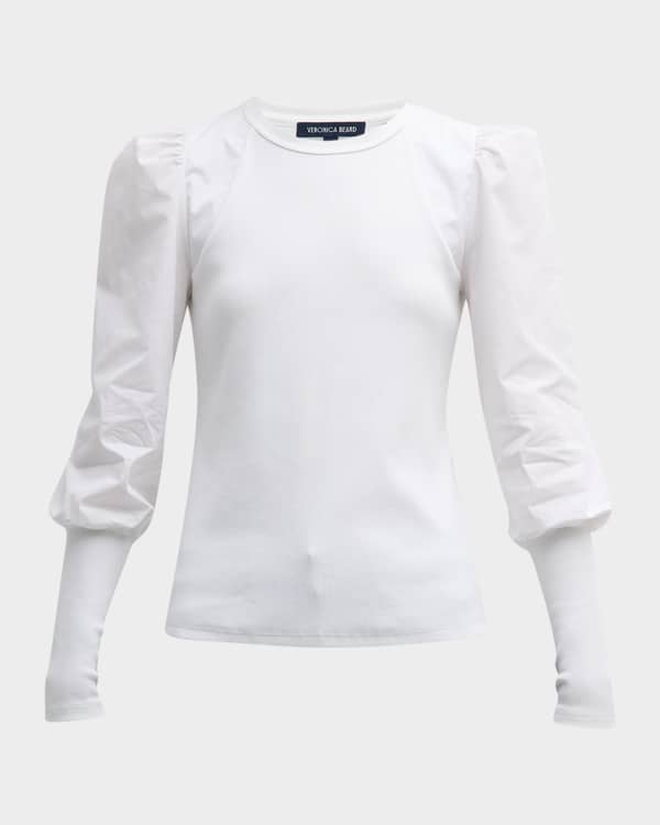 Veronica Beard Jeans Hillie Rib Knit Asymmetric Button Top