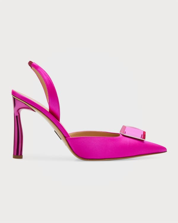 Paul Andrew Napa Leather Slingback Flat Black Neiman Marcus