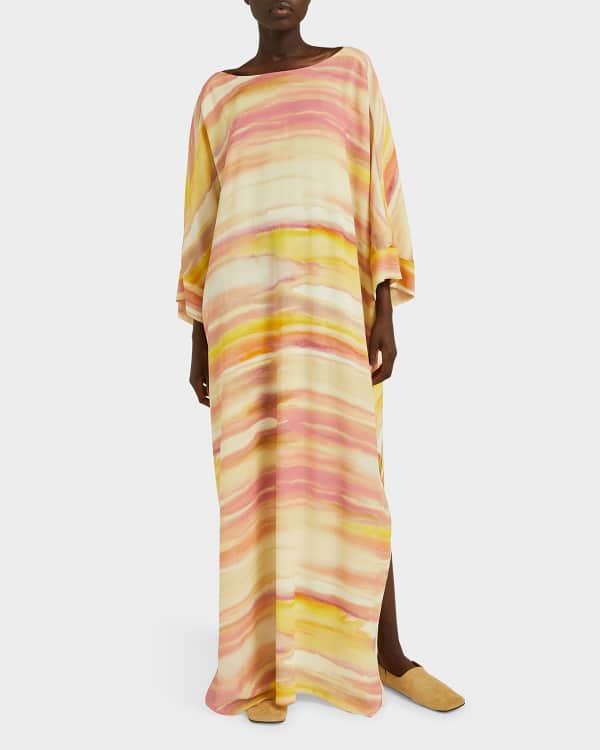 Khaite Thea Pleated Poplin Maxi Dress | Neiman Marcus