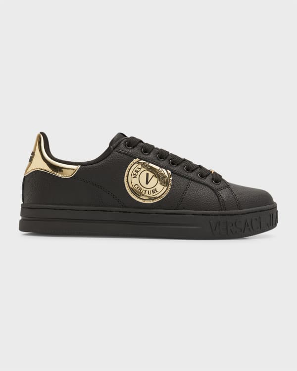 VERSACE JEANS COUTURE: sneakers in mesh and suede with logo