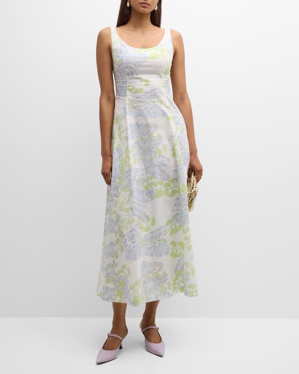 Ava | Resort Sunshine Floral Print Sleeveless Midi Dress