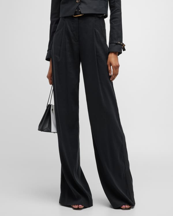 Alice Olivia Maricruz Plaid Side Snap Wide Leg Pants Neiman Marcus