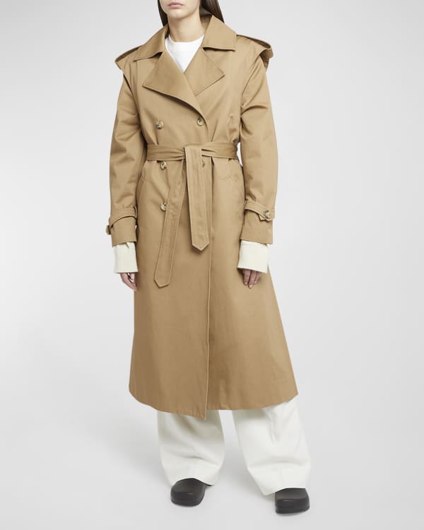 Badgley mischka faux leather trim long trench coat hot sale