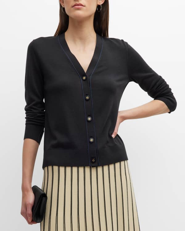 Tory Burch Two-Tone Cashmere Cardigan | Neiman Marcus