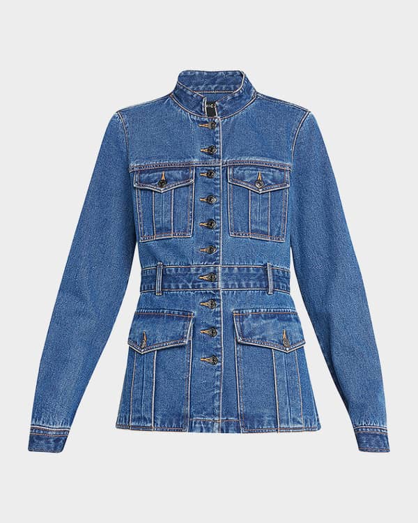 FRAME Le Vintage Distressed Denim Jacket Neiman Marcus