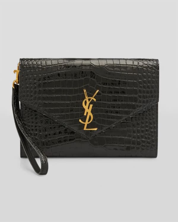 Louis Vuitton Black Croc Embossed Leather Front Row Low Top