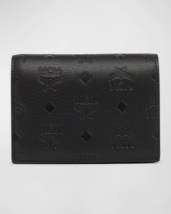 Mcm Klara Monogram Leather Flap Wallet in Black