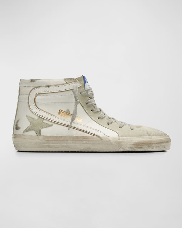 Golden Goose Men's Sky Star Laminated Leather High-Top Sneakers ...