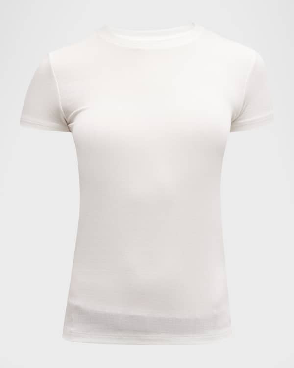 Theory Boxy Rolled-Sleeve Striped Cotton T-Shirt | Neiman Marcus