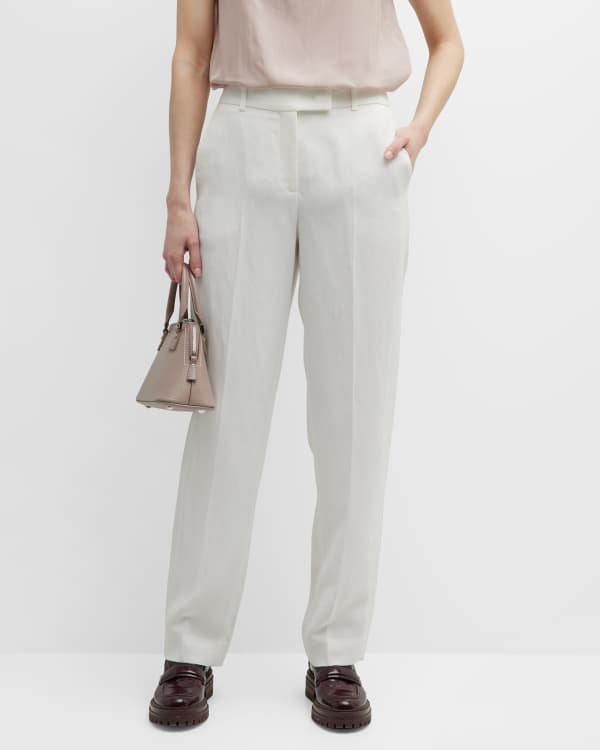 Lafayette 148 New York Sullivan Straight-Leg Silk-Linen Pants
