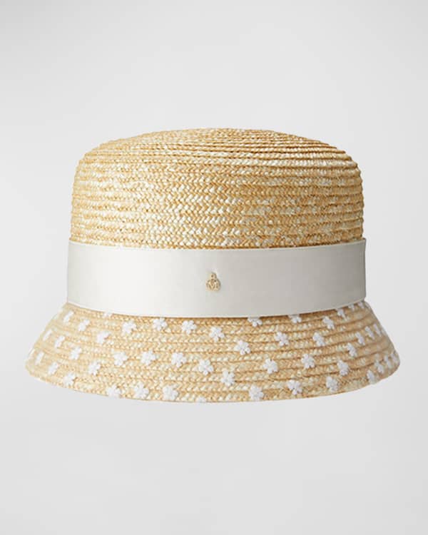 STRAW BUCKET HAT BLACK WITH PEARLS 672762