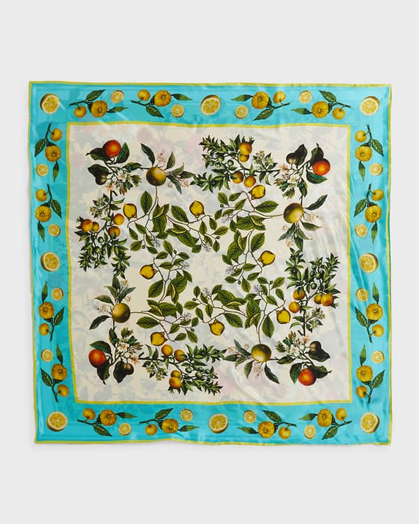 Johnny Was Printed Silk Scarf w Tassels Neiman Marcus